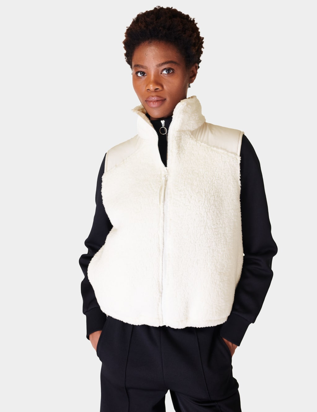 Sweaty Betty Female Canyon Zip Up Funnel Neck Fleece Gilet - XL - White, White