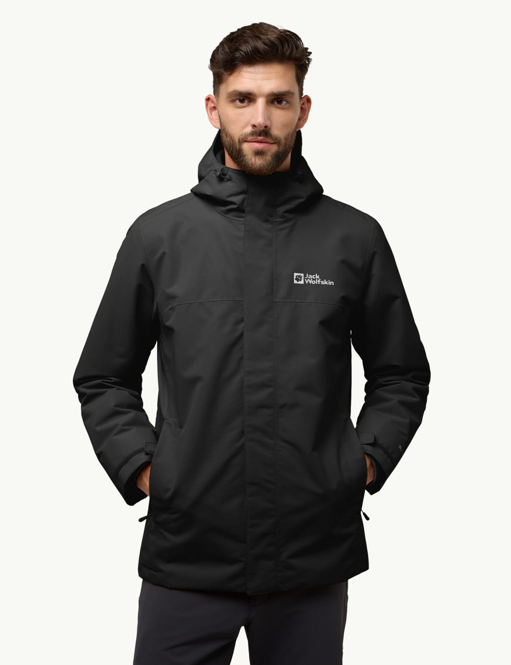 Jack Wolfskin Male Altenberg 3-in-1 Hooded Anorak - XXL - Black, Black