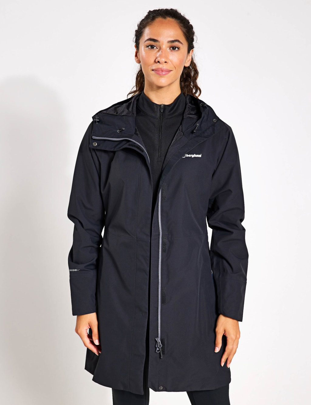 Berghaus Female Omeara Waterproof Longline Raincoat - 12 - Black, Black