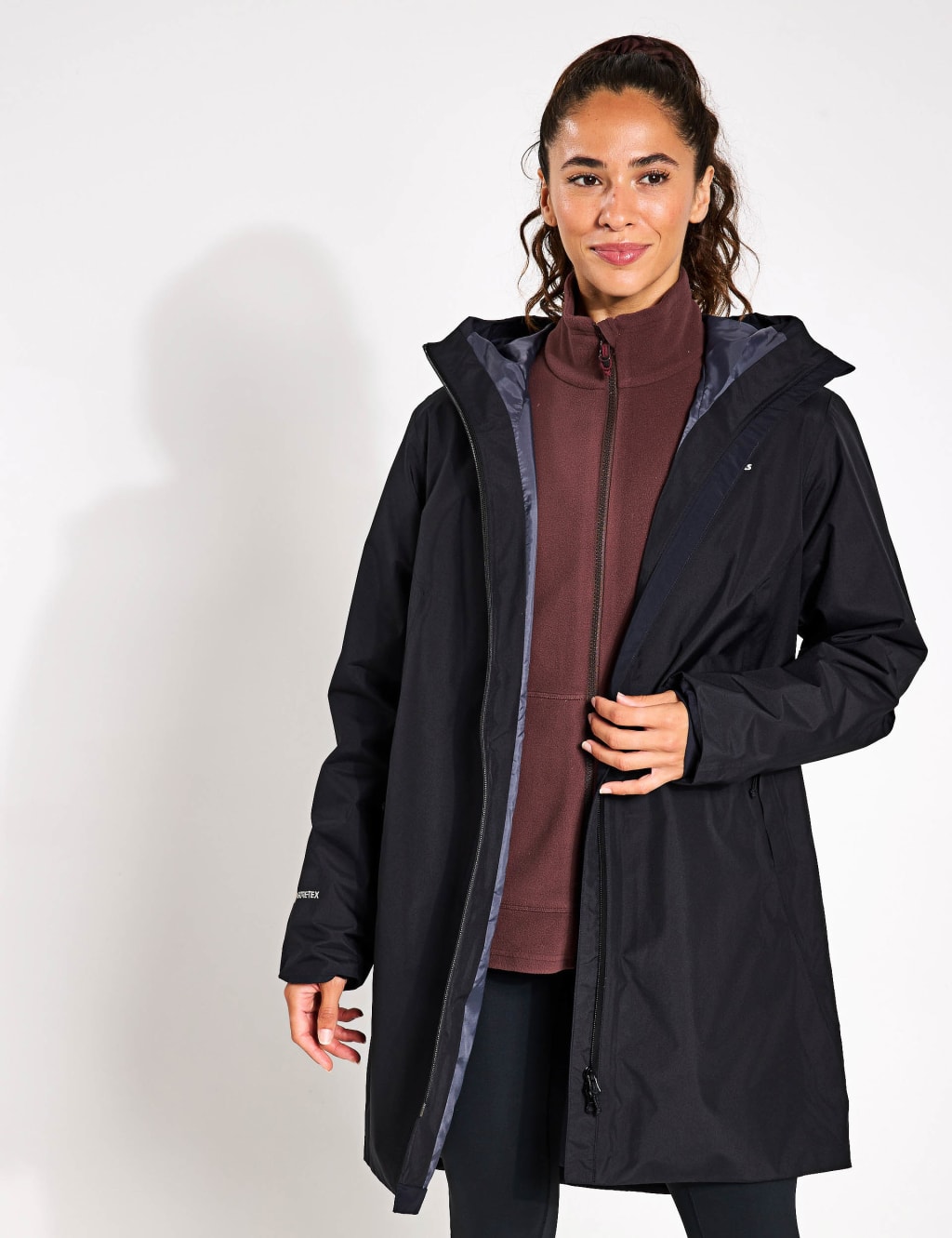 Berghaus Female Ashberry Waterproof Hooded Raincoat - 12 - Black, Black,Taupe