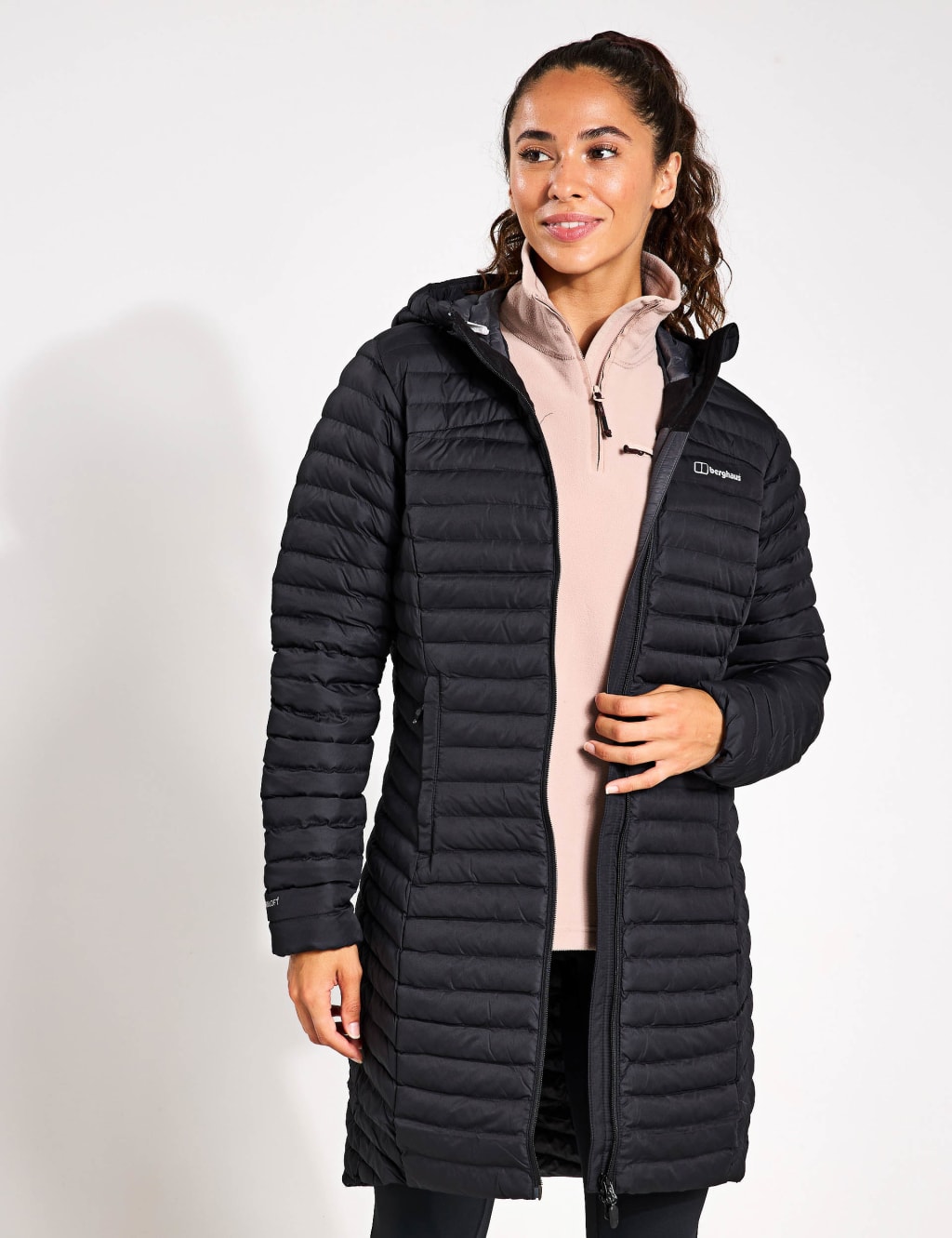 Berghaus Female Nula Micro Hooded Longline Puffer Jacket - 12 - Black, Black