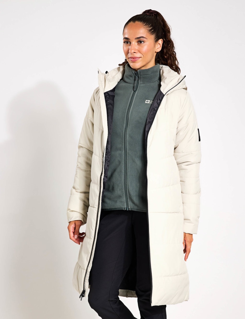 Jack Wolfskin Female Deutzer Longline Puffer Coat - 8 - Ivory, Ivory