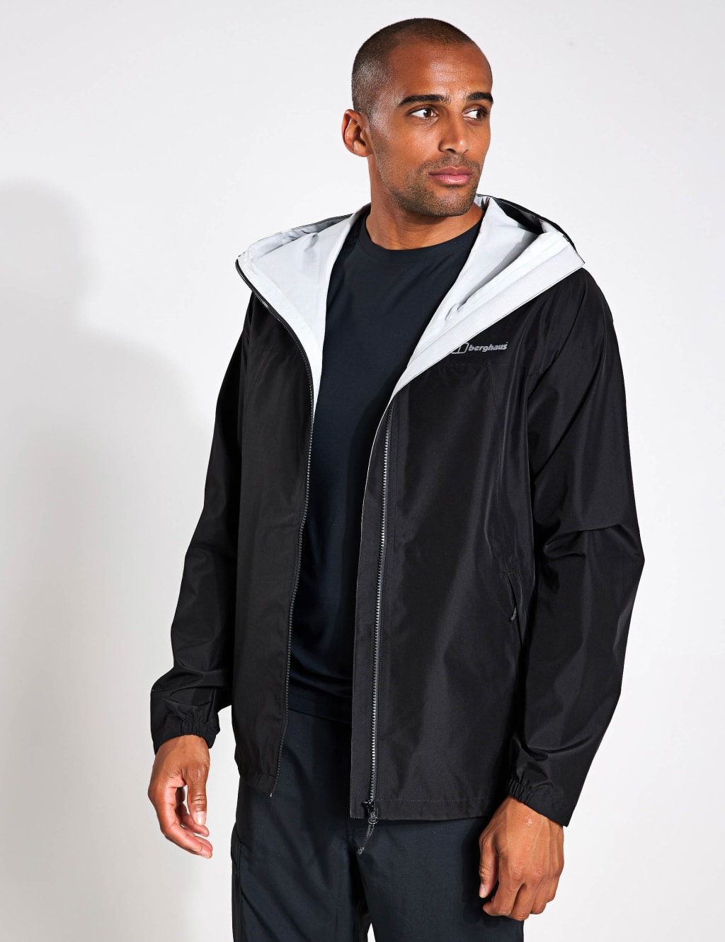 Berghaus Male Deluge Pro 3.0 Waterproof Hooded Anorak - Black, Black,Cobalt,Light Green