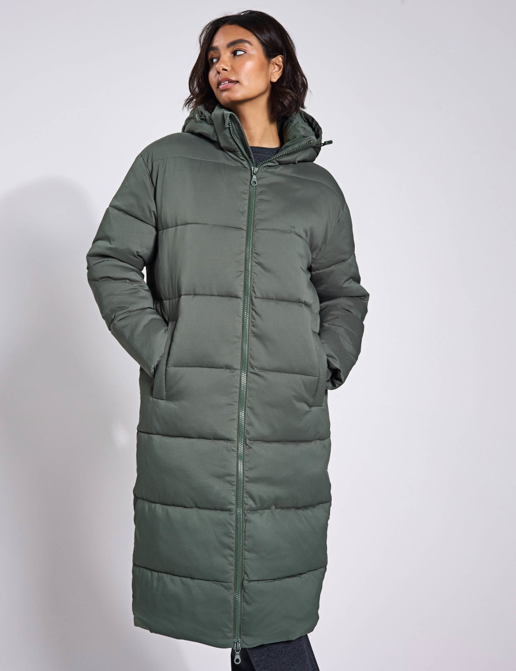 Girlfriend Collective Female Longline Puffer Jacket - M - Lime Green, Lime Green