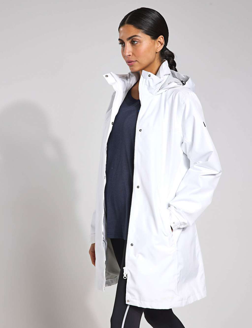 Helly Hansen Female Aden Waterproof Longline Rain Jacket - M - White, Medium Purple,White,Black