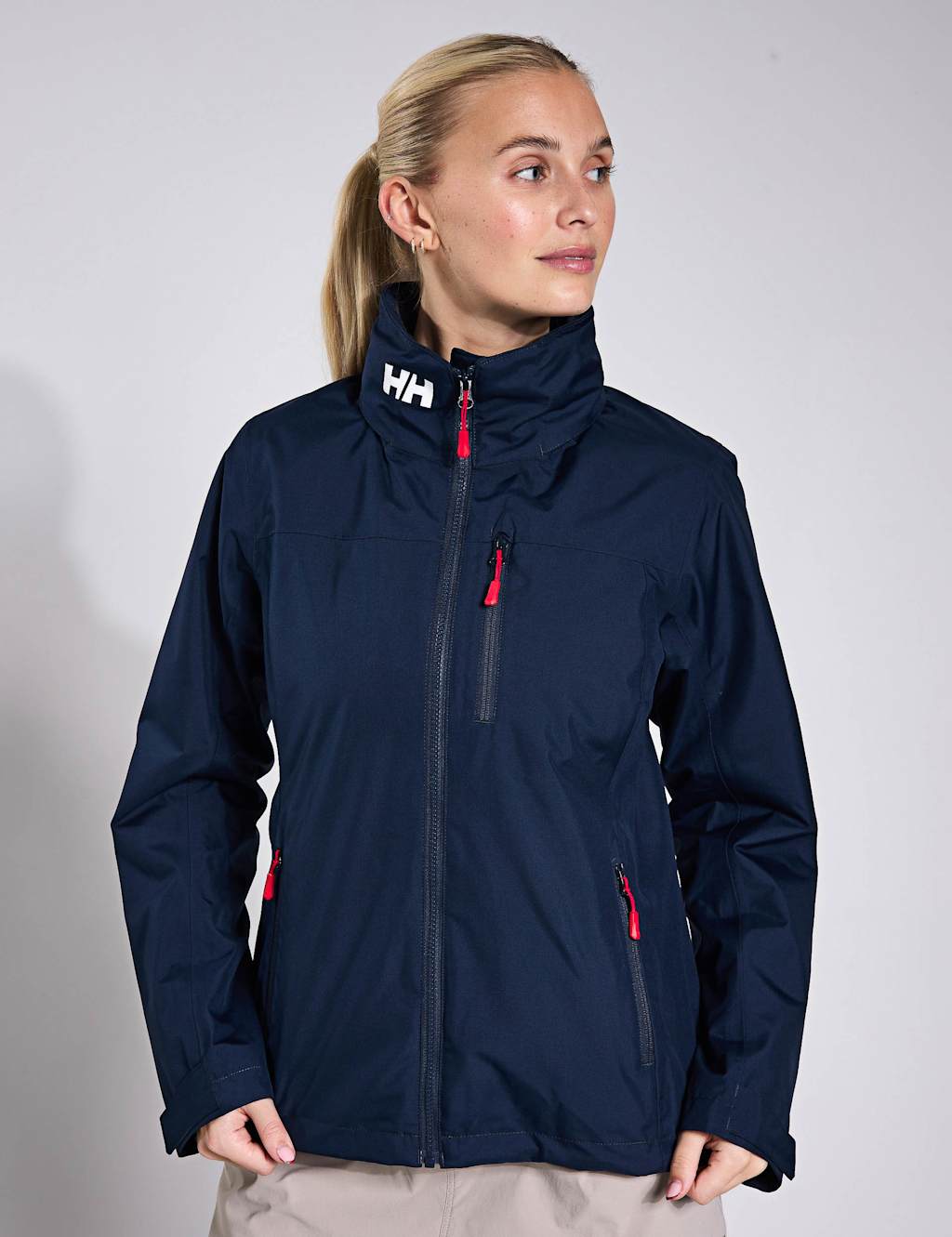 Helly Hansen Female Crew Waterproof Hooded Sailing Jacket - M - Navy, Navy