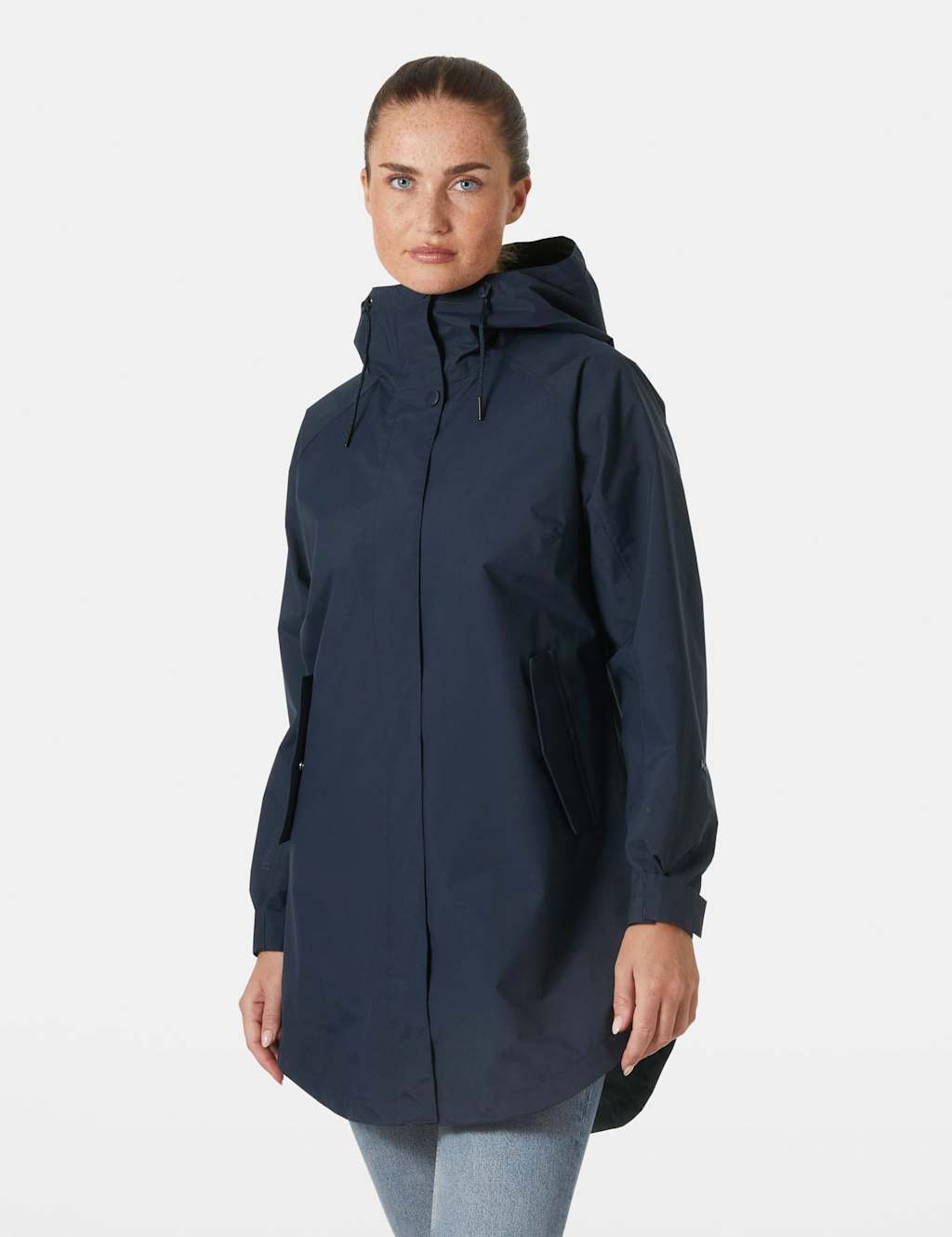 Helly Hansen Female Valentia 2.0 Longline Raincoat - XL - Navy, Navy,Light Grey,Green