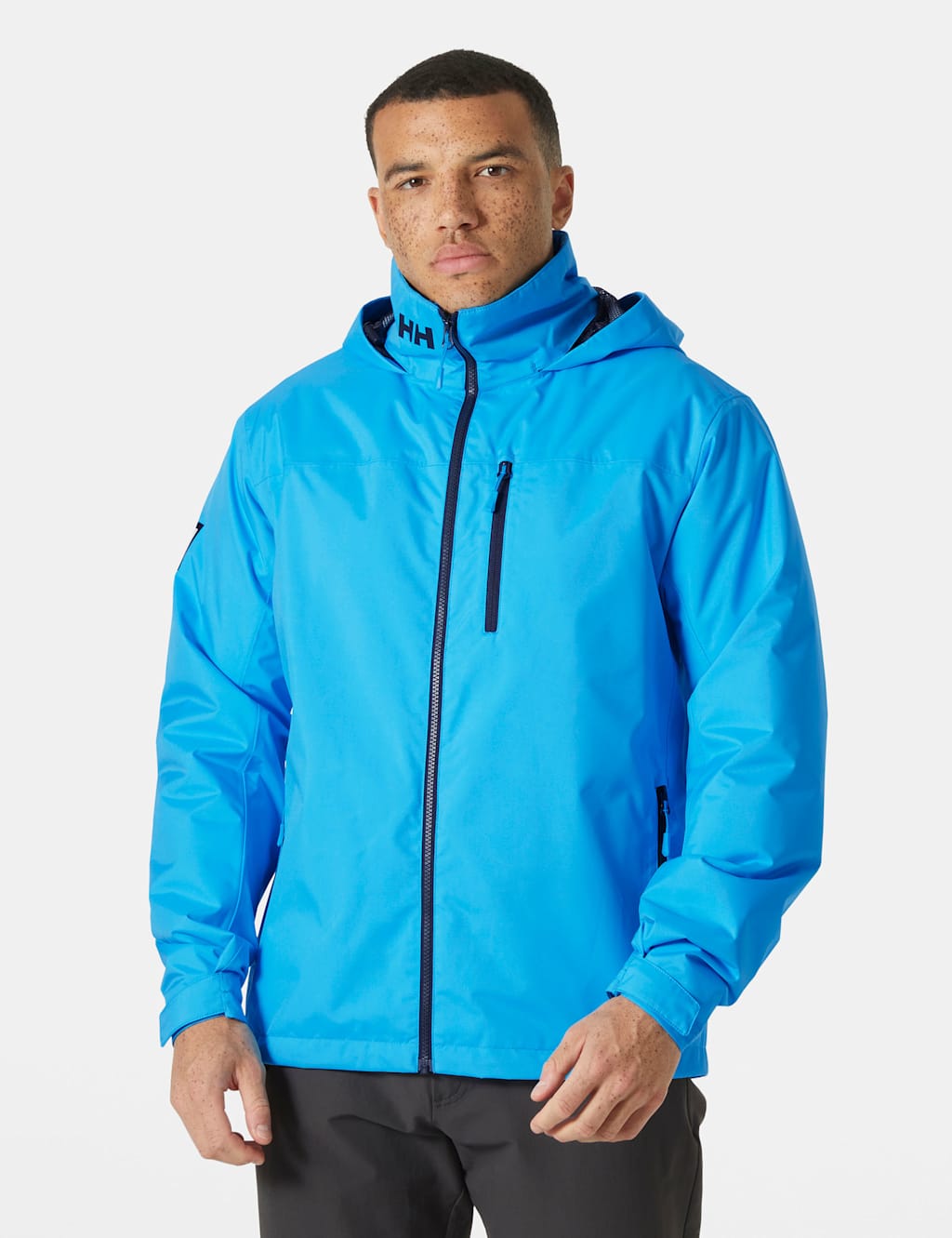 Helly Hansen Male Crew Hooded Jacket - L - Blue, Teal,Blue,Navy
