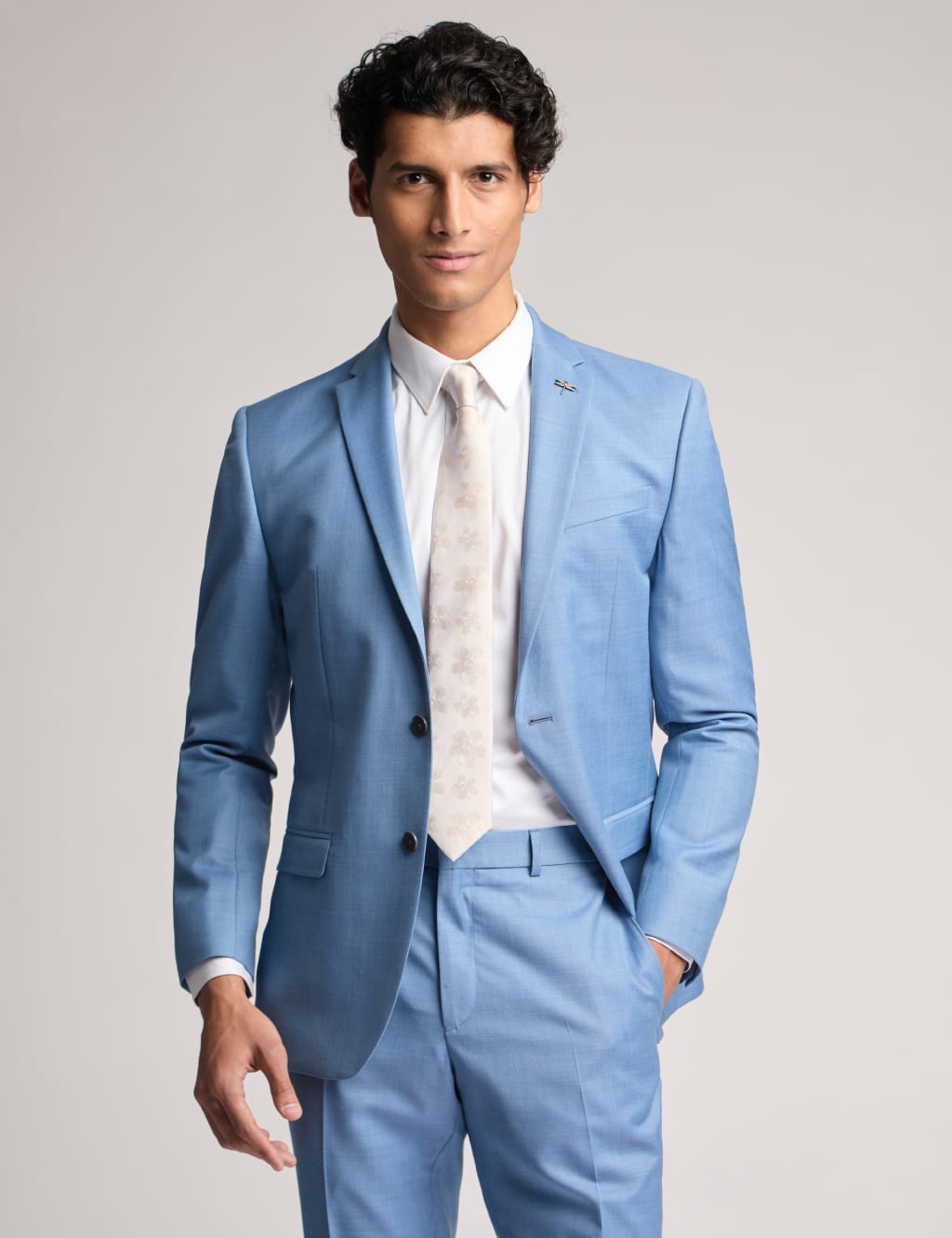 Ted Baker Male Slim Fit Wool Rich Sharkskin Suit Jacket - 42SHT - Air Force Blue, Air Force Blue