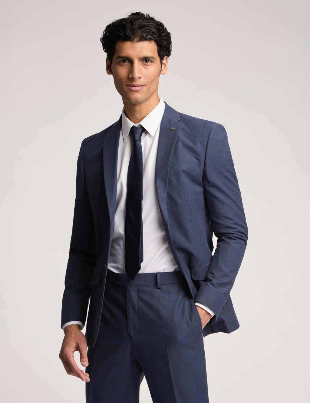Ted Baker Male Slim Fit Linen Blend Suit Jacket - 42REG - Navy, Navy