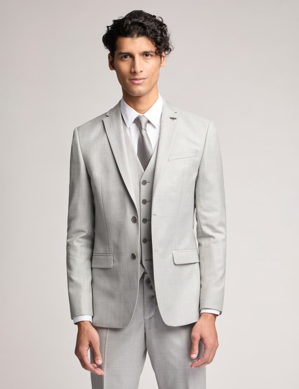 Ted Baker Male Slim Fit Wool Rich Sharkskin Suit Jacket - 38REG - Light Grey, Light Grey
