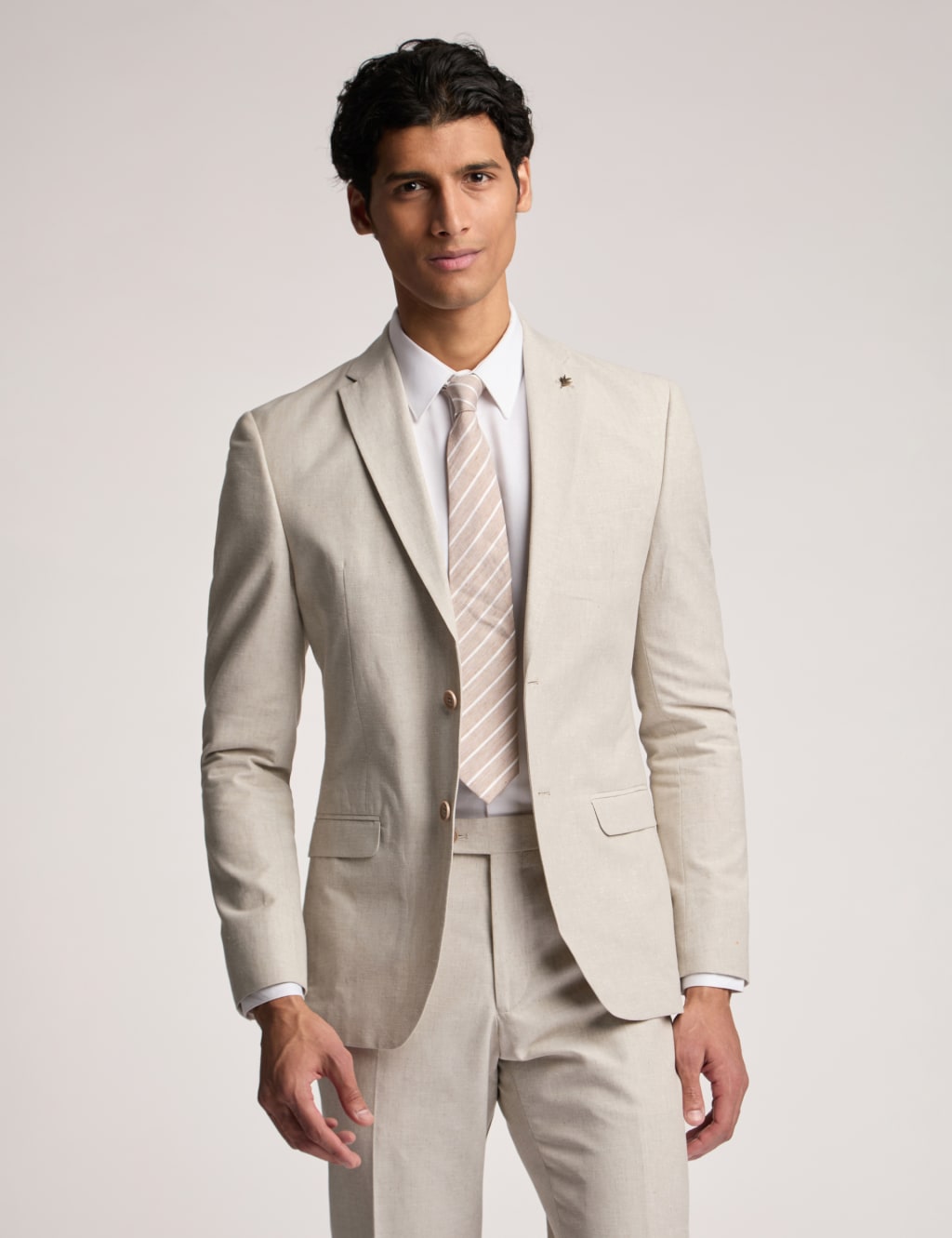 Ted Baker Male Slim Fit Linen And Cotton Blend Jacket - 42REG - Stone, Stone