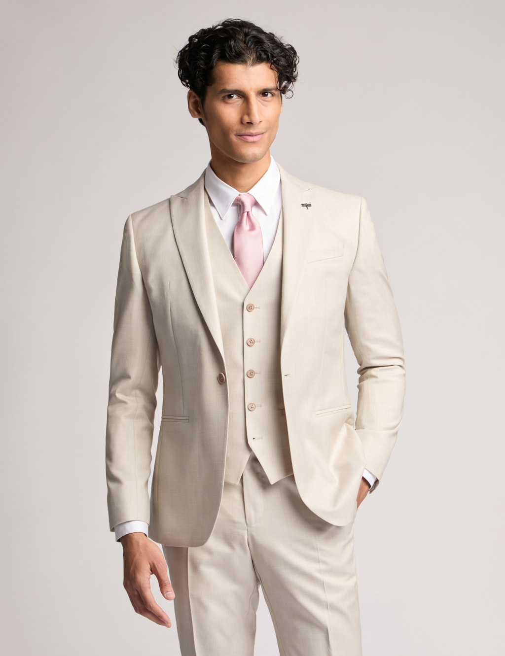 Ted Baker Male Slim Fit Wool Rich Single Breasted Jacket - 40REG - Stone, Stone