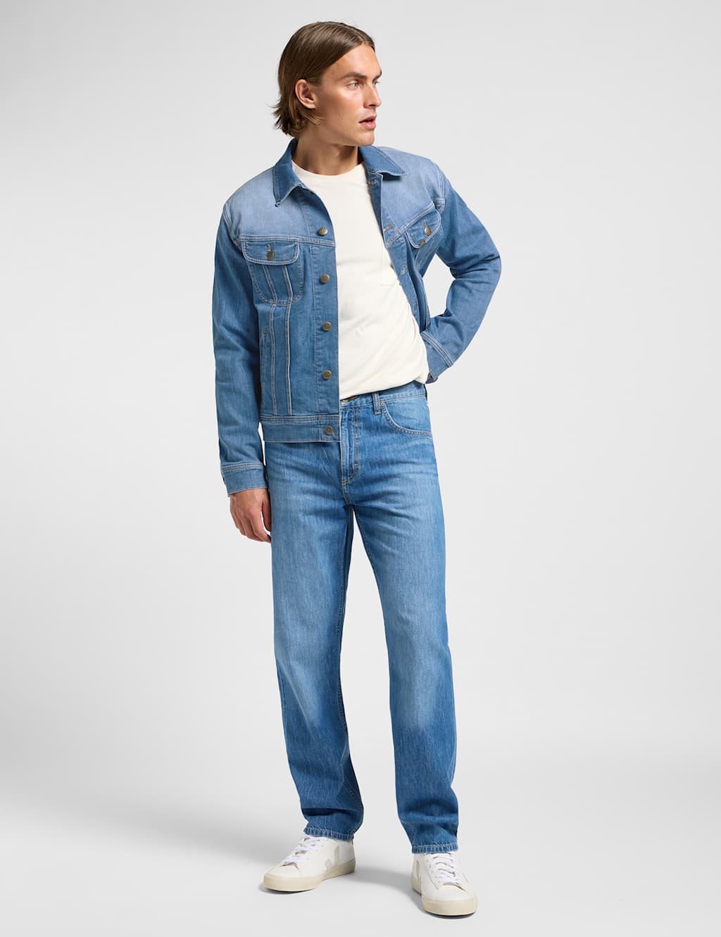 Lee Male Denim Jacket - L - Blue Denim, Blue Denim