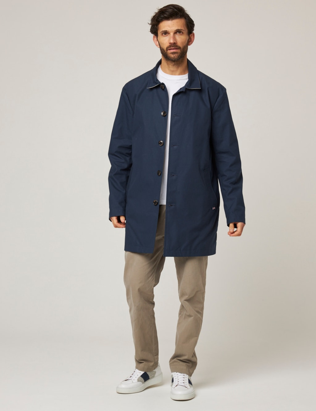 Peregrine Male Pure Cotton Trench Coat - XL - Navy, Navy