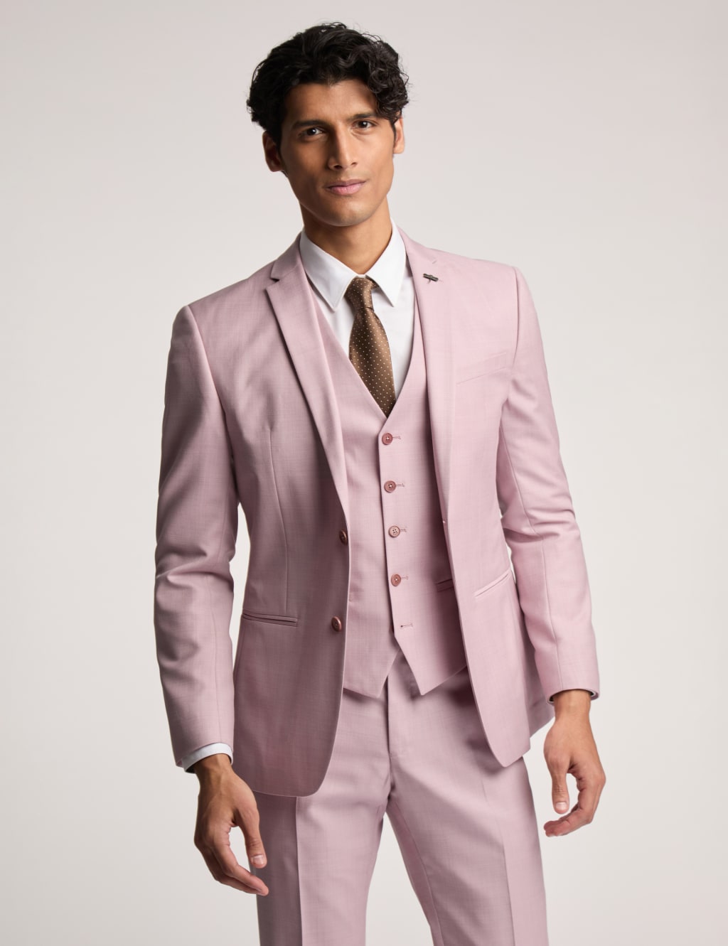 Ted Baker Male Slim Fit Wool Rich Sharkskin Suit Jacket - 40REG - Light Pink, Light Pink