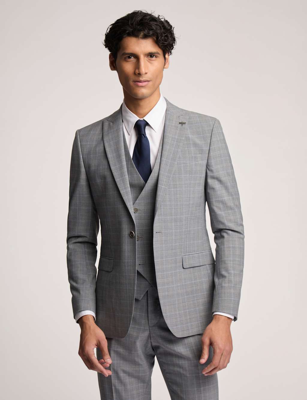 Ted Baker Male Slim Fit Wool Rich Check Suit Jacket - 42REG - Grey Mix, Grey Mix