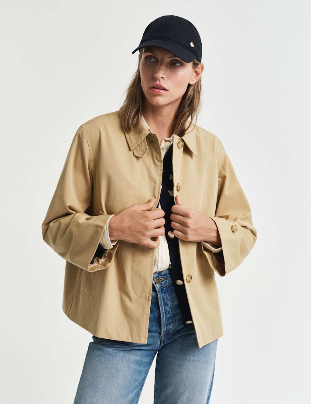 Gant Female Cotton Rich Car Coat - L - Beige, Beige