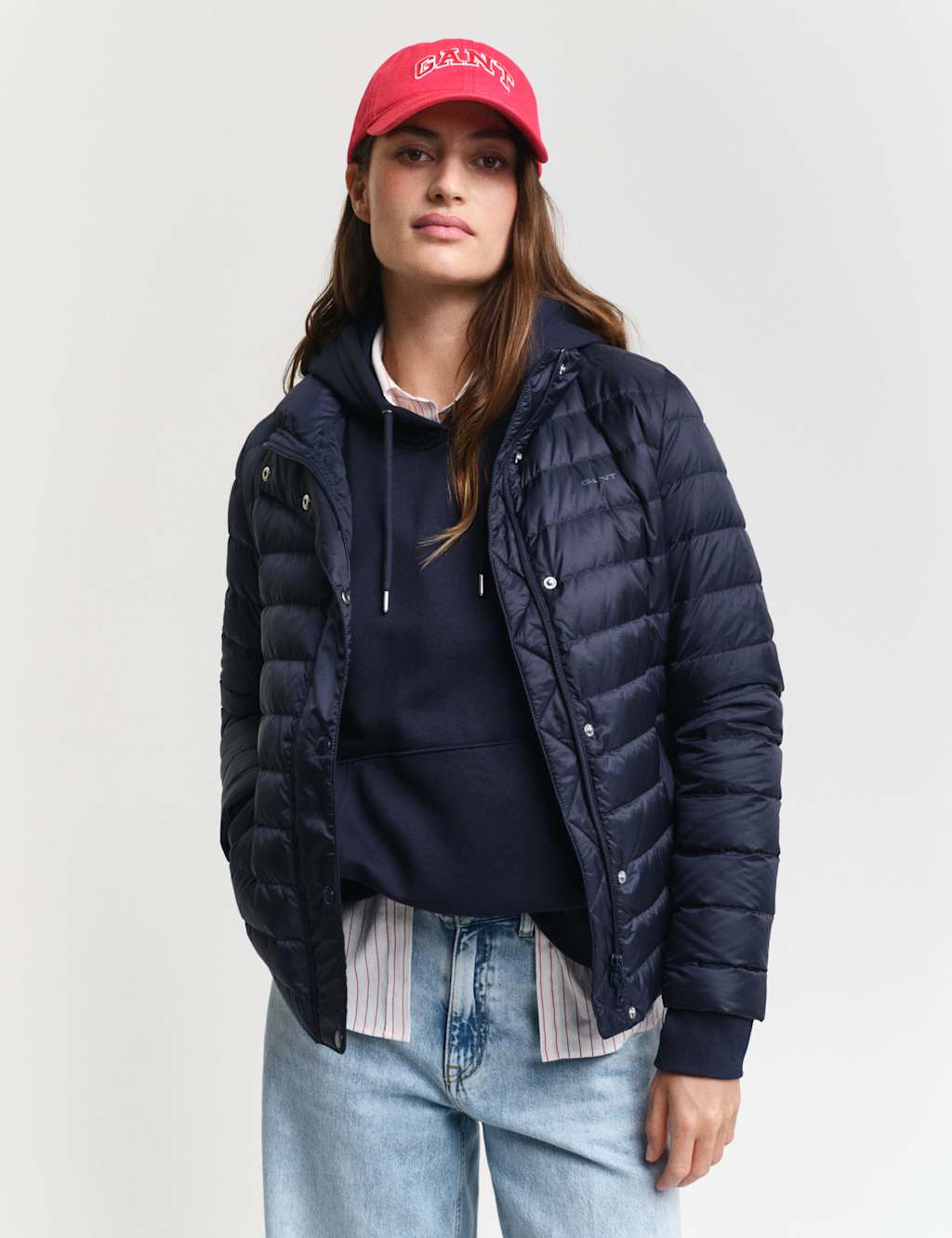 Gant Female Down Lightweight Puffer Jacket - M - Navy, Navy,Black