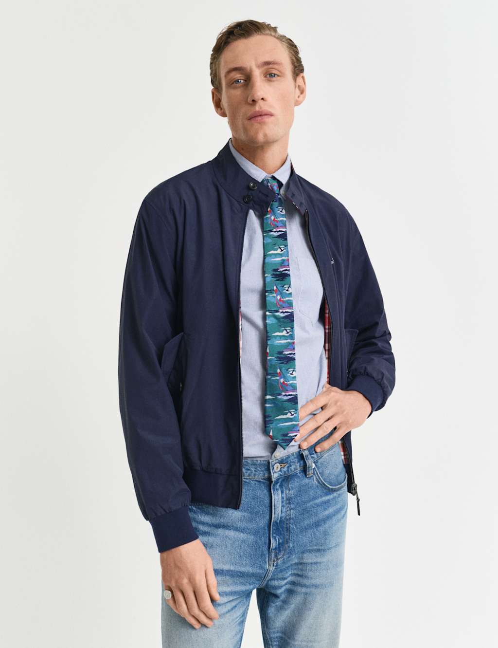 Gant Male Reversible Harrington Jacket - Navy Mix, Navy Mix