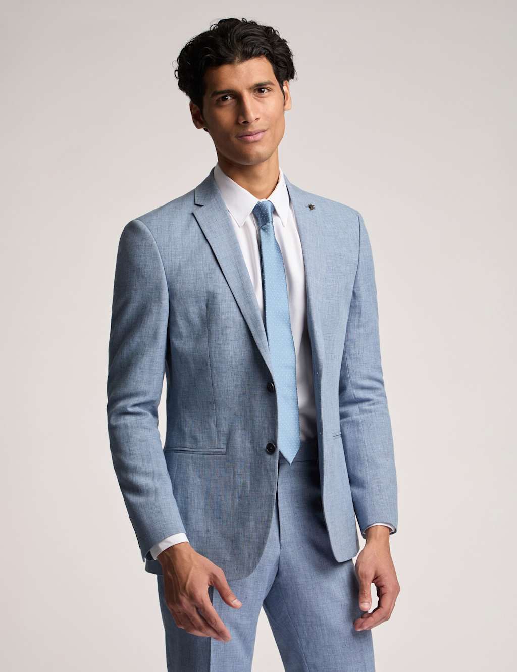 Ted Baker Male Slim Fit Linen Rich Jacket - 42REG - Air Force Blue, Air Force Blue