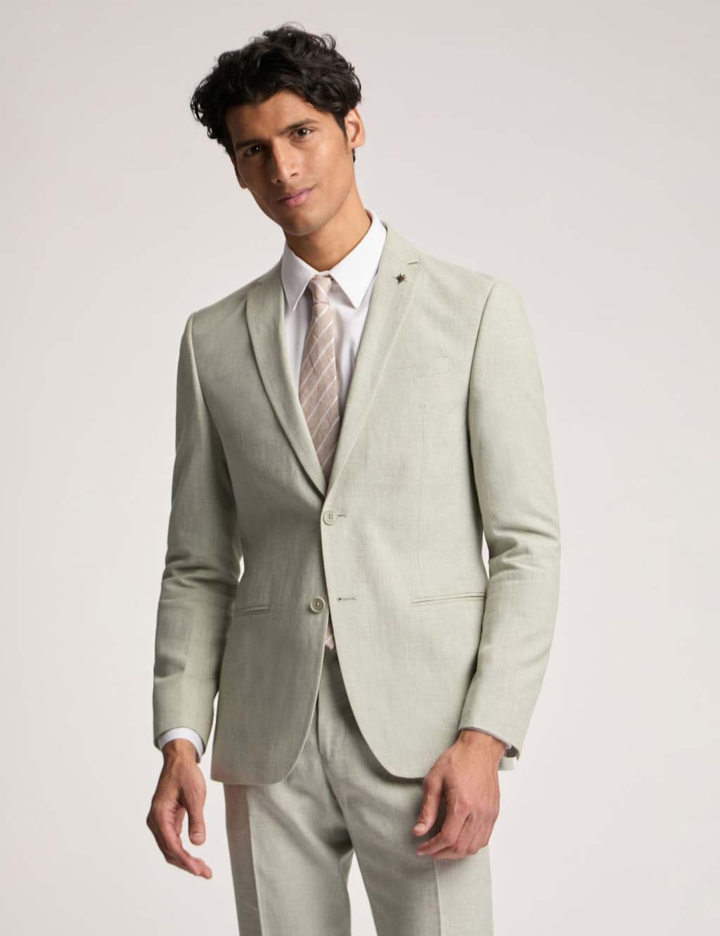 Ted Baker Male Slim Fit Linen Rich Suit Jacket - 40REG - Light Green, Light Green