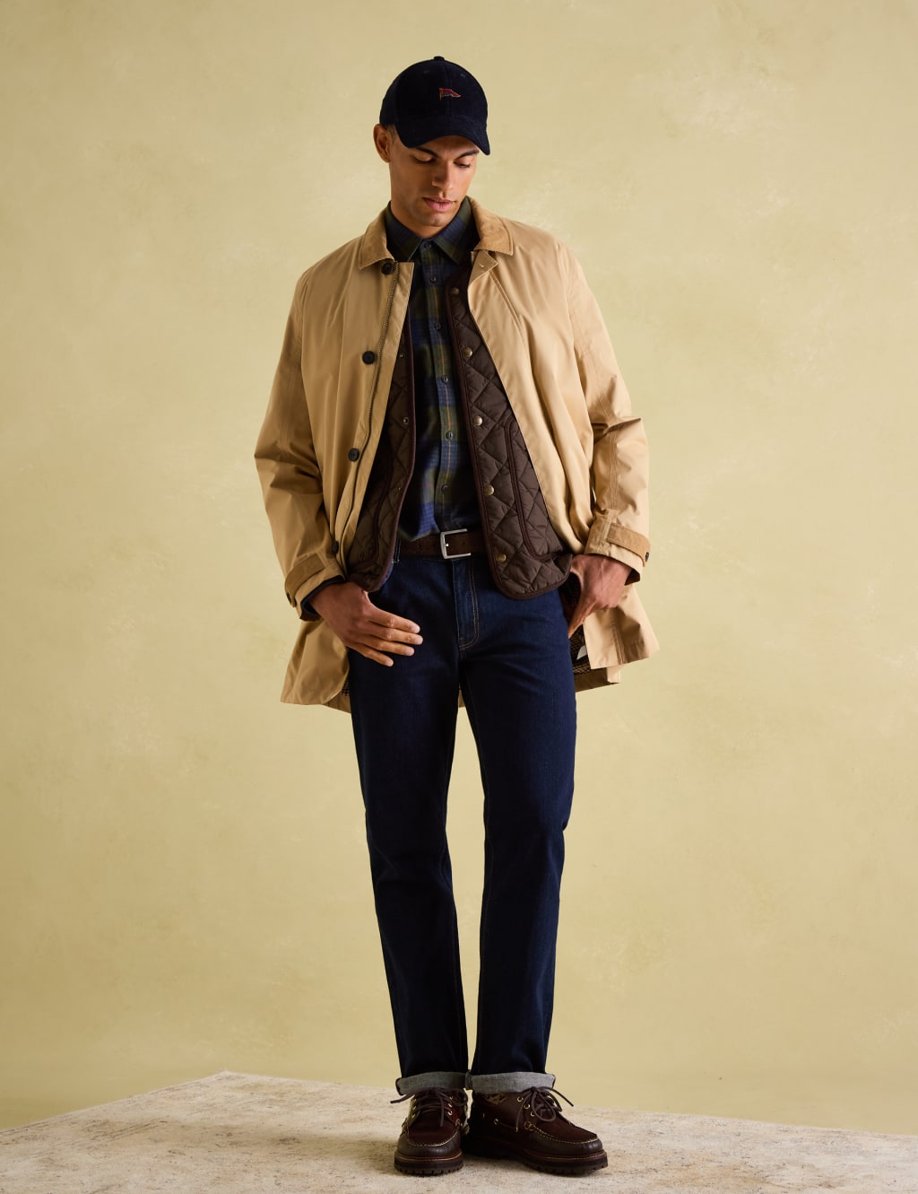Joules Male Cotton Blend Waterproof Overcoat - M - Stone, Stone
