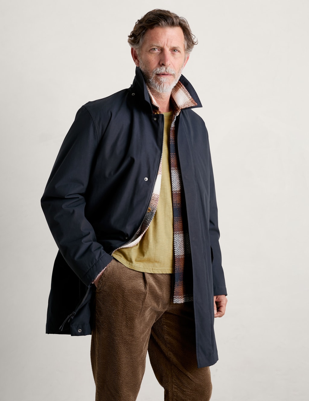 Seasalt Cornwall Male Cotton Blend Hooded Waterproof Overcoat - S - Navy, Navy