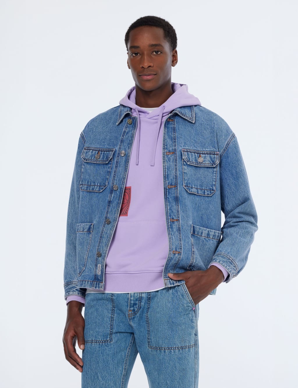 Scotch & Soda Male Collared Denim Jacket - XL - Medium Blue, Medium Blue