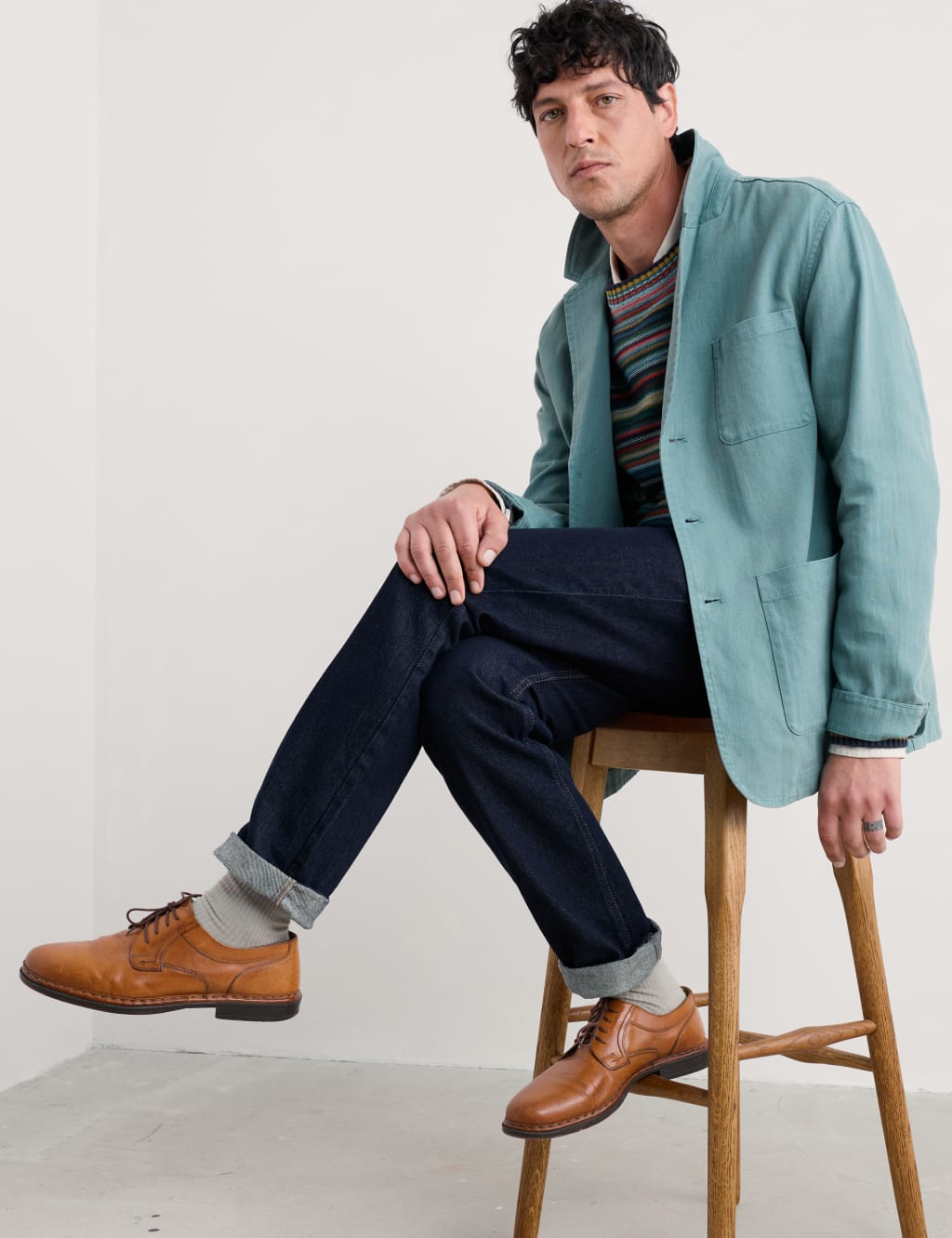 Seasalt Cornwall Male Linen Rich Utility Jacket - M - Dark Blue, Medium Blue,Dark Brown,Navy,Dark Blue,Brown