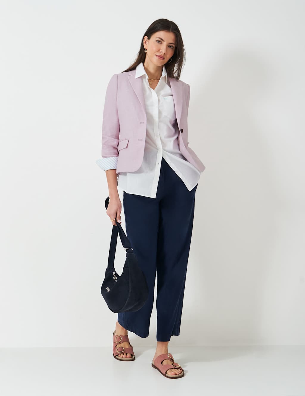 Crew Clothing Female Linen Blend Single Breasted Blazer - 12 - Lilac, Lilac