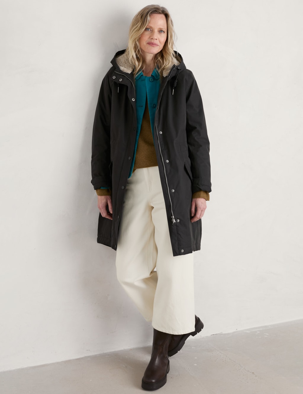 Seasalt Cornwall Female Cotton Rich Waterproof Longline Parka Coat - 18REG - Black, Black