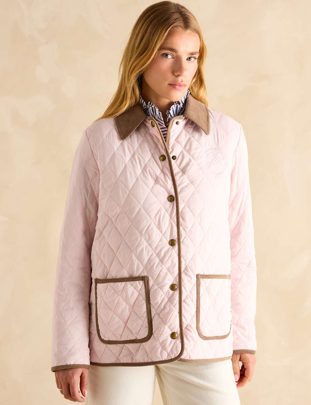 Joules Female Lightweight Quilted Jacket - 12 - Light Pink Mix, Light Pink Mix
