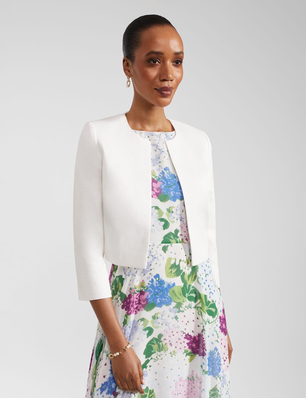 Hobbs Female Cropped Blazer - 16 - Ivory, Ivory