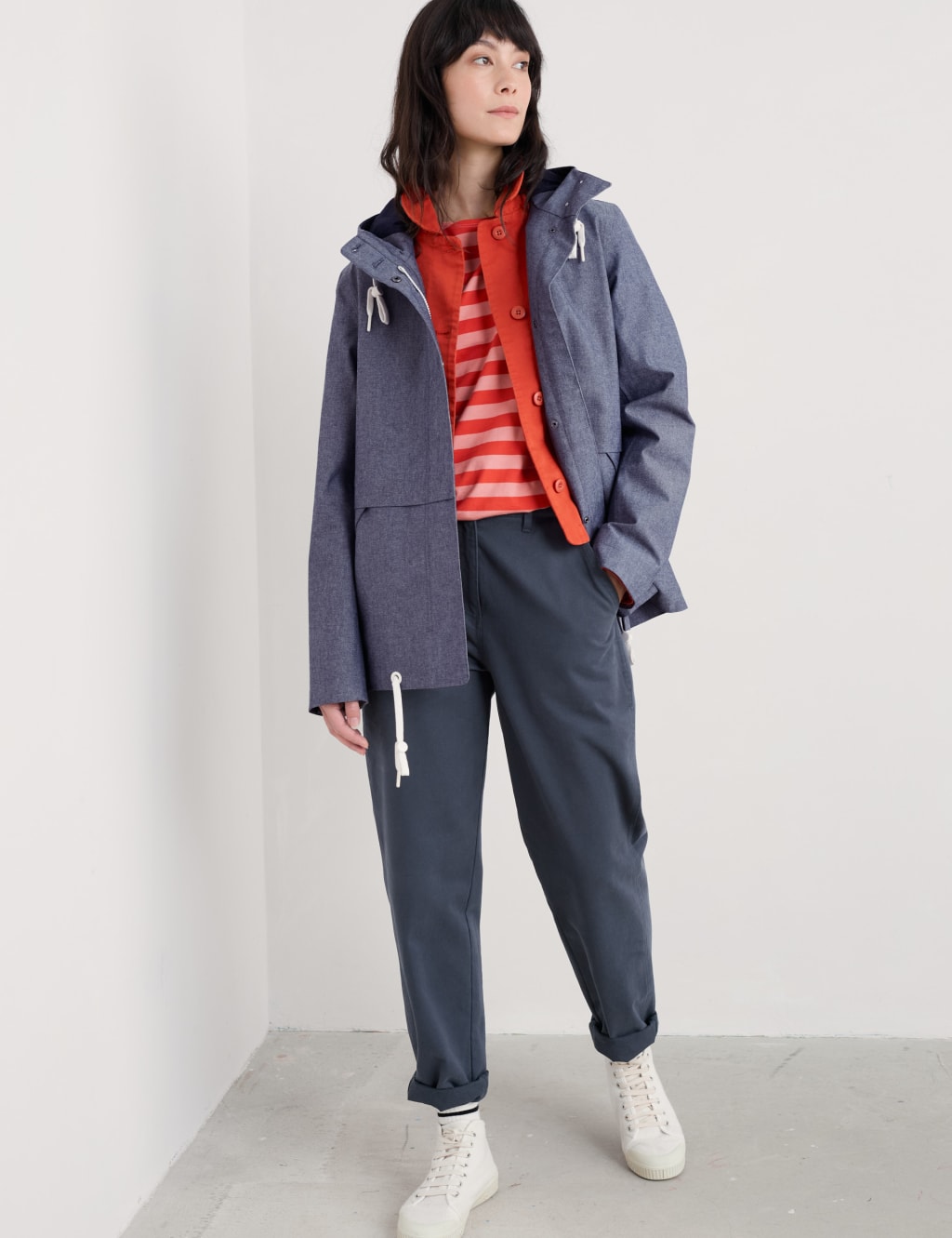 Seasalt Cornwall Female Pure Cotton Hooded Raincoat - 12 - Blue, Blue