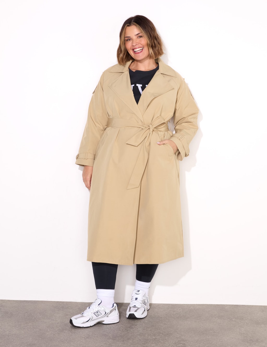 Live Unlimited London Female Cotton Blend Longline Trench Coat - 18 - Beige, Beige