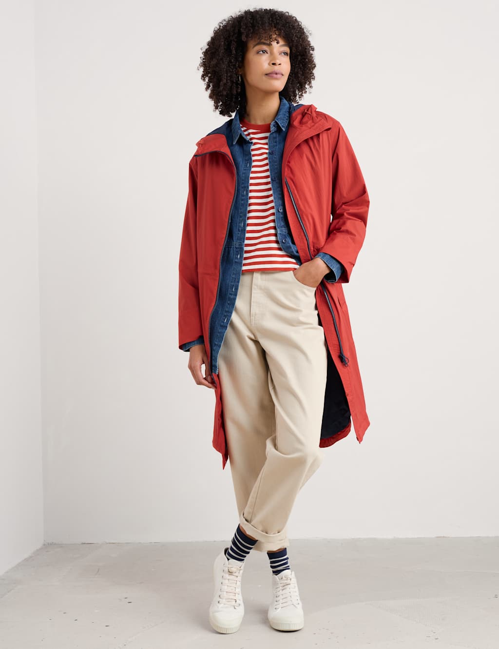 Seasalt Cornwall Female Hooded Longline Raincoat - 14 - Orange, Orange