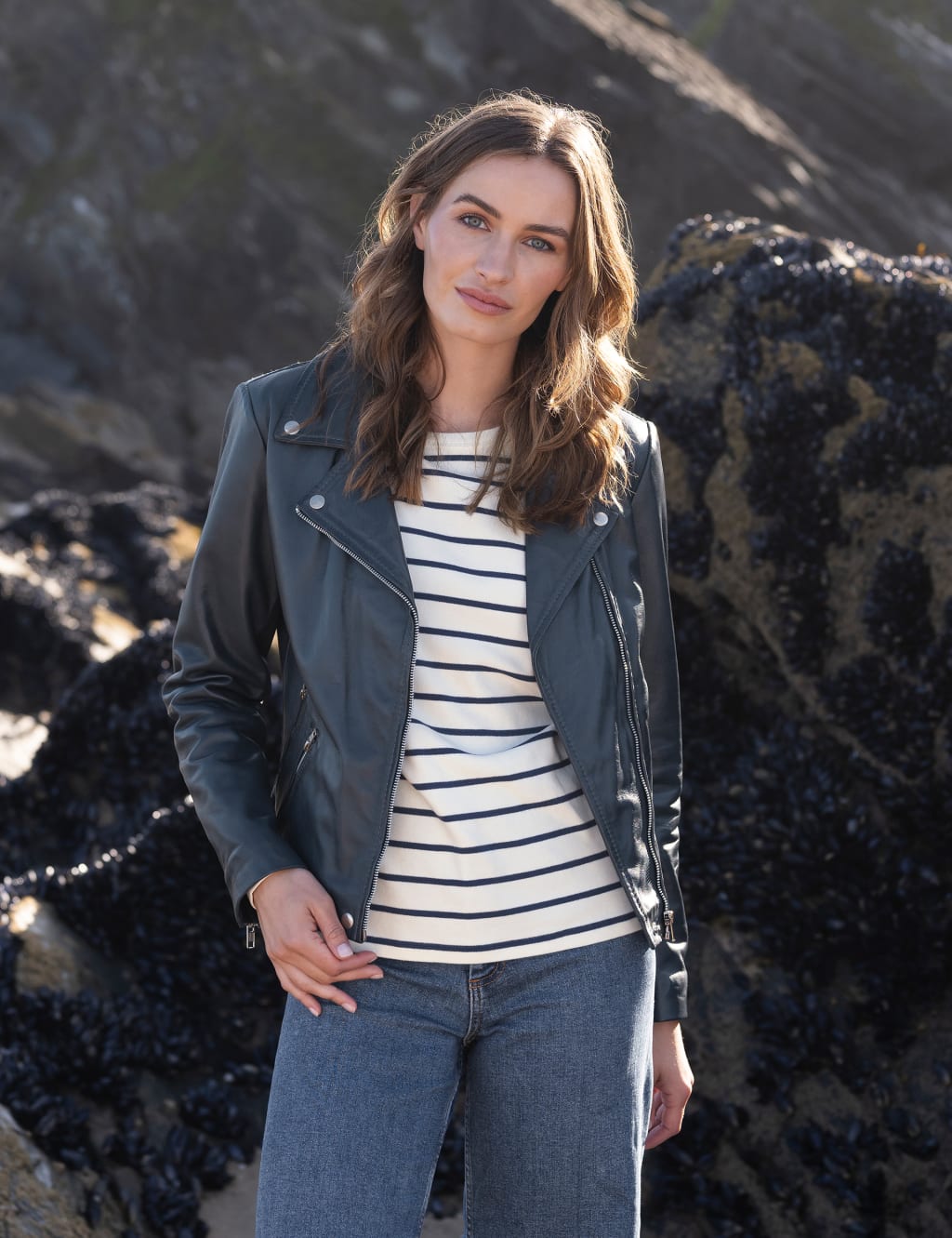 Celtic & Co. Female Leather Biker Jacket - 16 - Indigo, Indigo