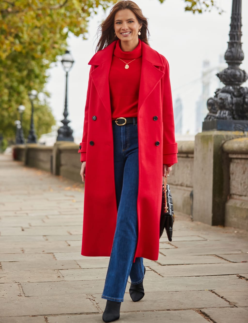 Sosandar Female Oversized Double Breasted Longline Pea Coat - 20 - Red, Red