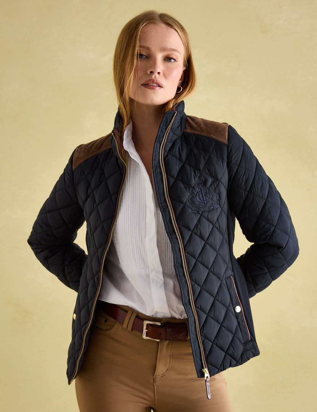Joules Female Quilted Funnel Neck Jacket - 6 - Navy, Navy