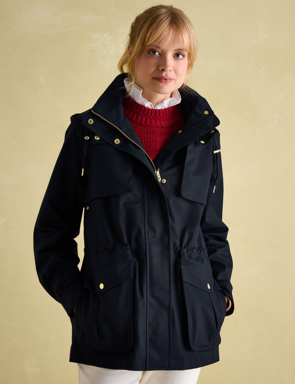 Joules Female Pure Cotton Waterproof Hooded Raincoat - 14 - Navy, Navy