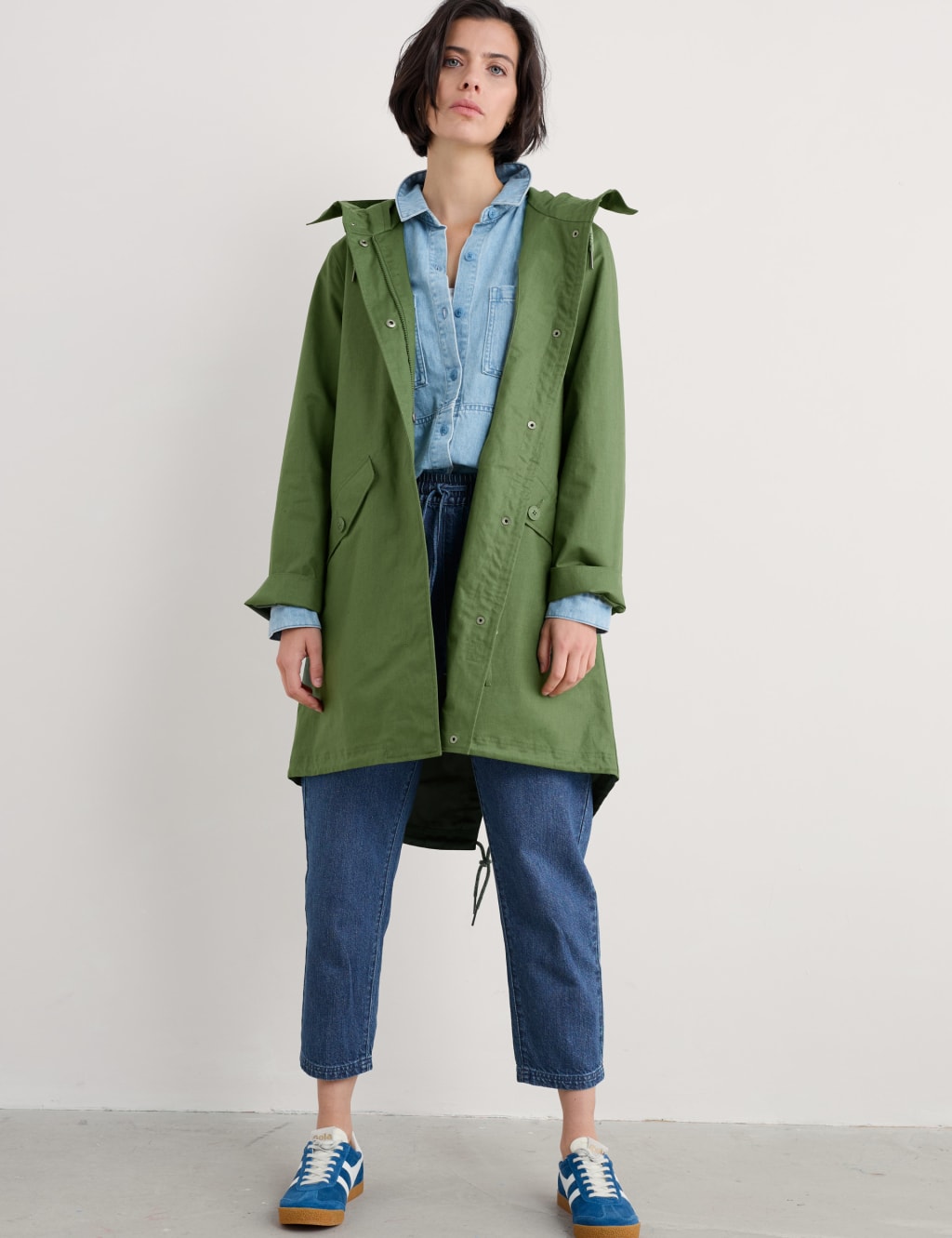 Seasalt Cornwall Female Waterproof Linen Rich Longline Raincoat - 14 - Light Green, Green,Navy,Light Green