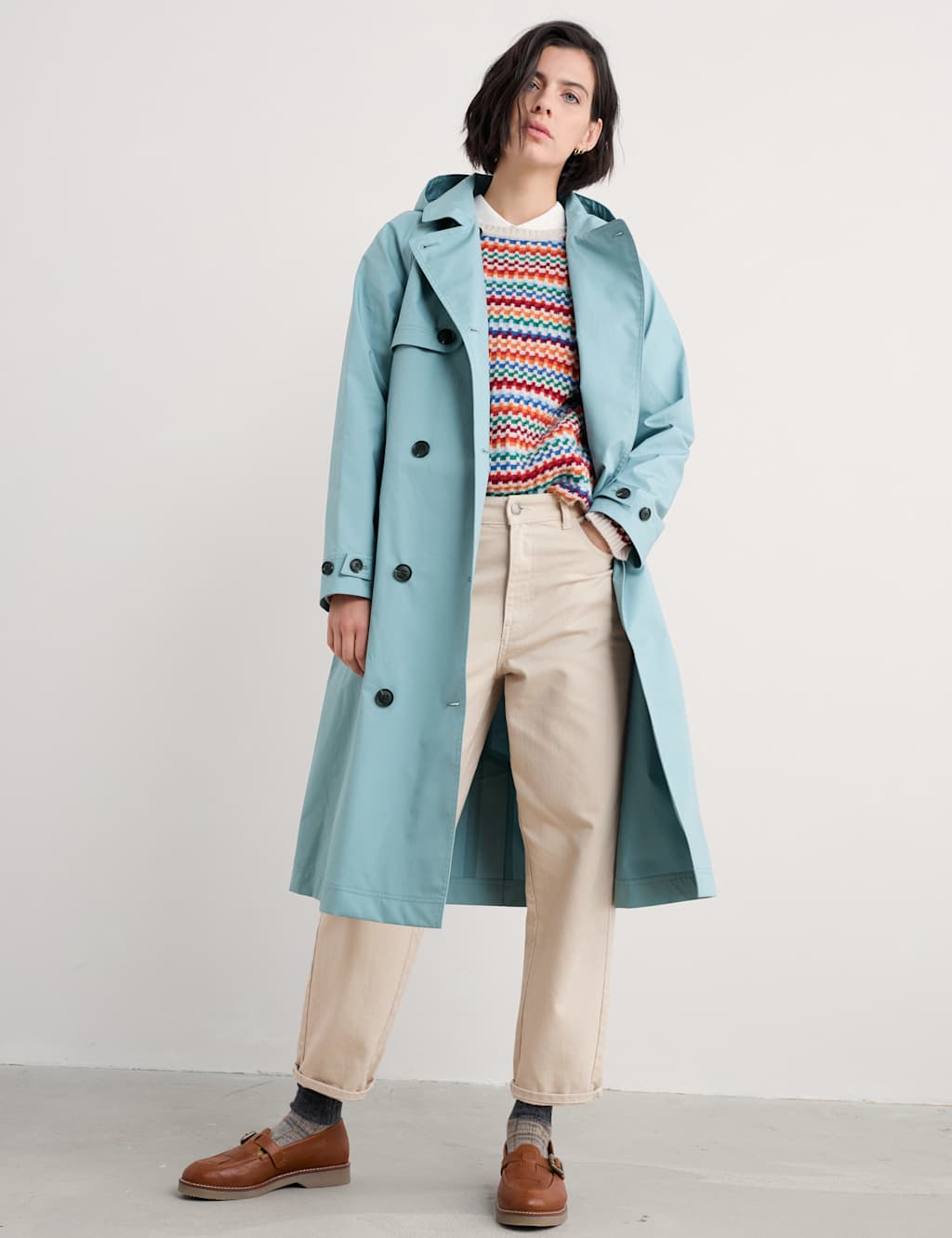 Seasalt Cornwall Female Pure Cotton Waterproof Trench Coat - 12 - Blue, Blue
