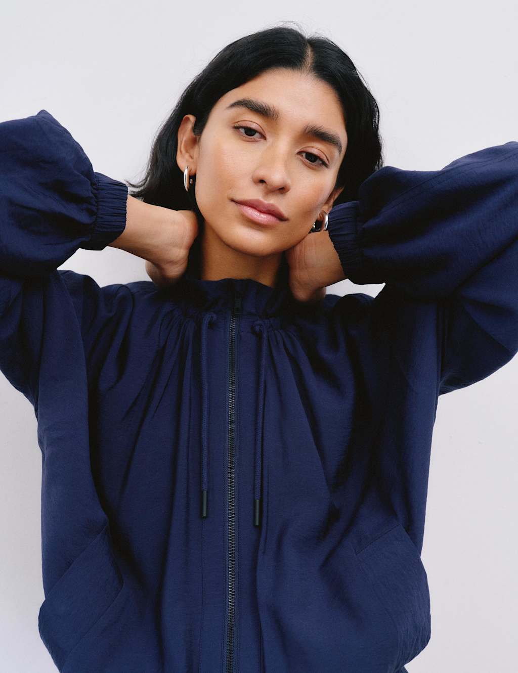Hush Female Relaxed Lightweight Bomber Jacket - S-M - Navy, Navy