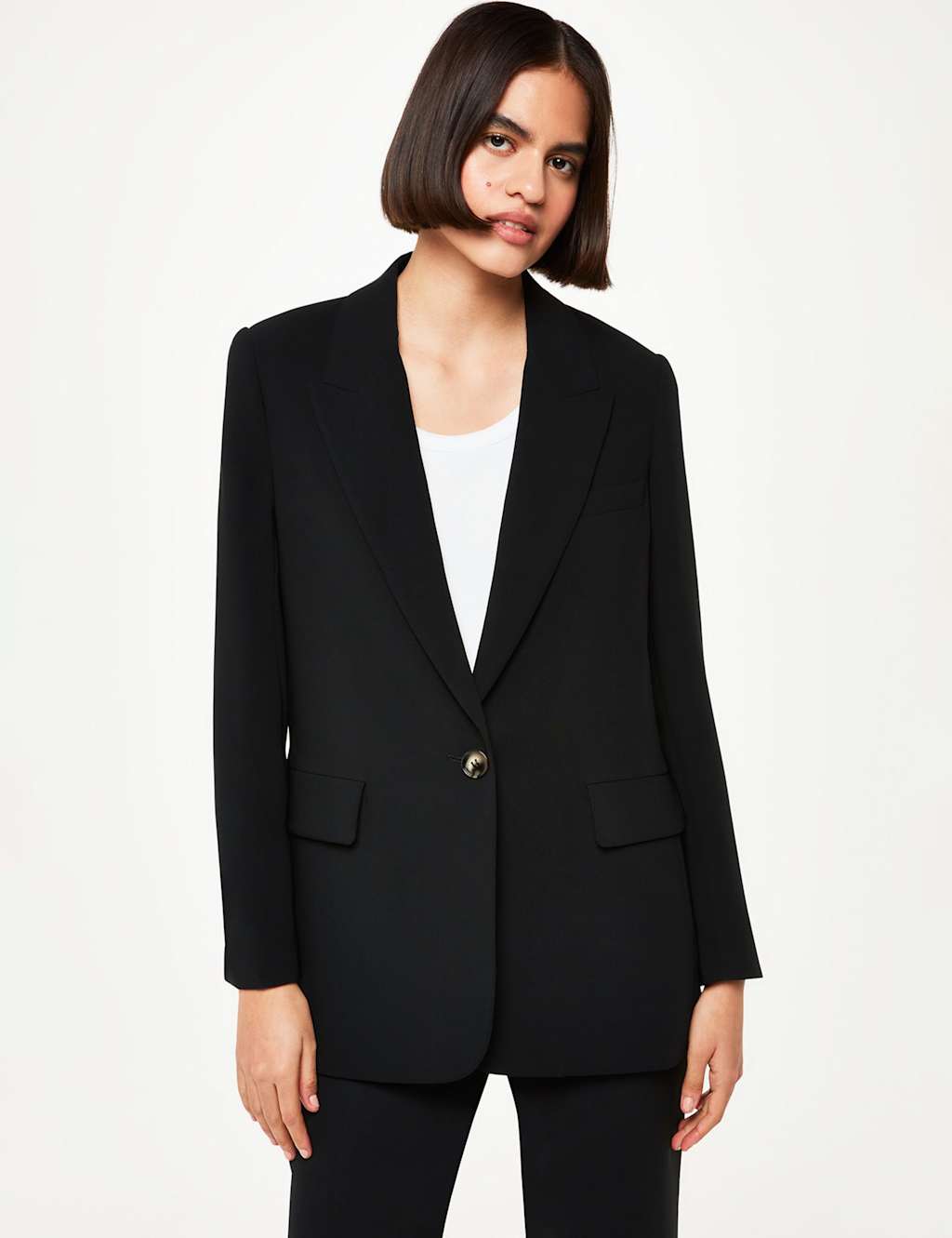 Whistles Female Crepe Relaxed Blazer - 10REG - Black, Navy,Black