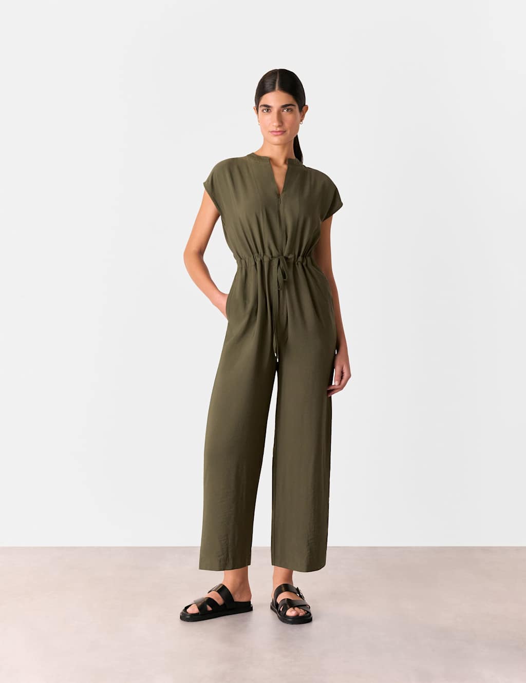 Whistles Female Drawstring Sleeveless Jumpsuit - 10PET - Khaki, Khaki,Black