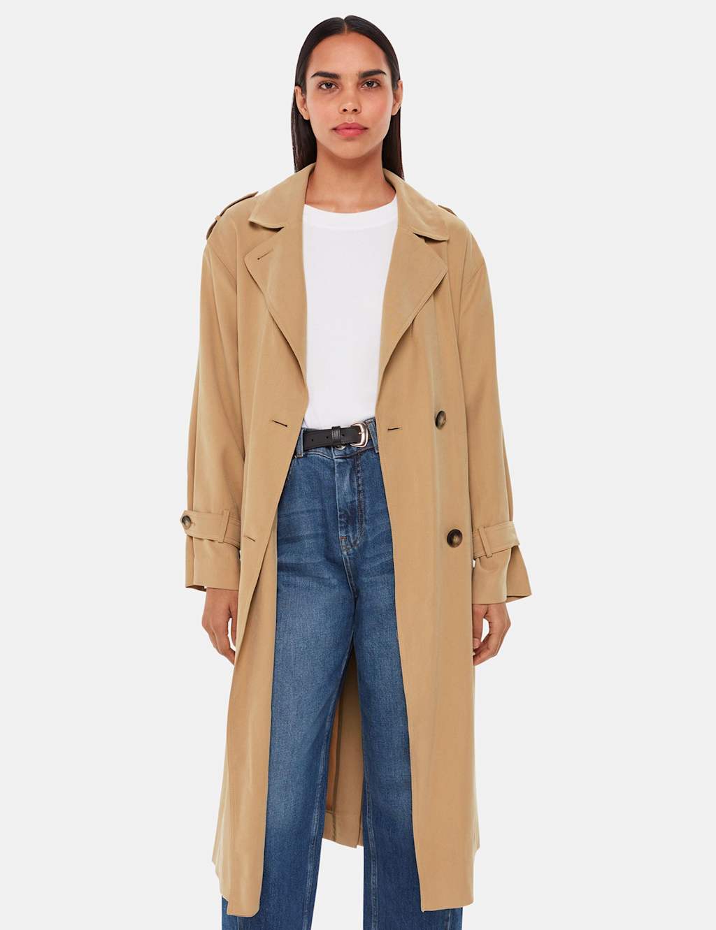 Whistles Female Belted Longline Trench Coat - 10REG - Neutral, Neutral