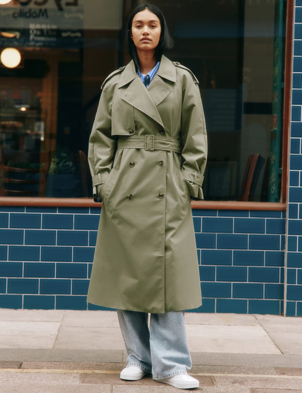 Albaray Female Cotton Rich Belted Longline Trench Coat - 10 - Khaki, Khaki