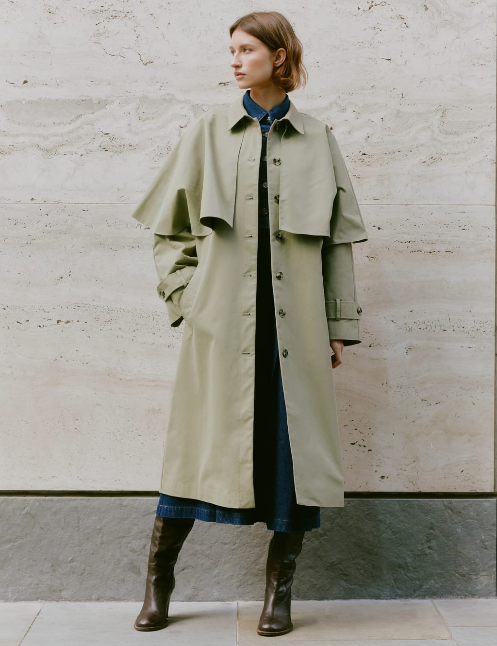 Albaray Female Cotton Rich Collared Longline Trench Coat - 12 - Khaki, Khaki
