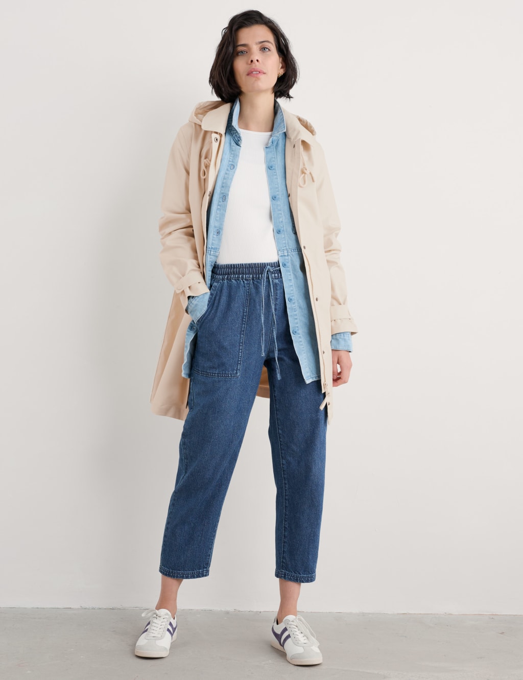 Seasalt Cornwall Female Waterproof Pure Cotton Hooded Longline Mac - 14REG - Natural, Natural,Red